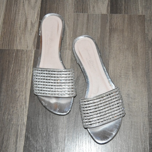 Chinese Laundry Z-PHILIPPA Metallic Silver Sandal slide sparkly summer size 10 - Picture 1 of 7